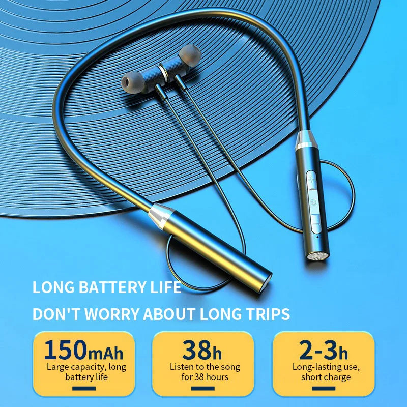 Neck Wireless Bluetooth Earphones TWS 9D Stereo Surround Headphone Magnetic Sport Neckband Headset Neck-hanging Earbuds with Mic