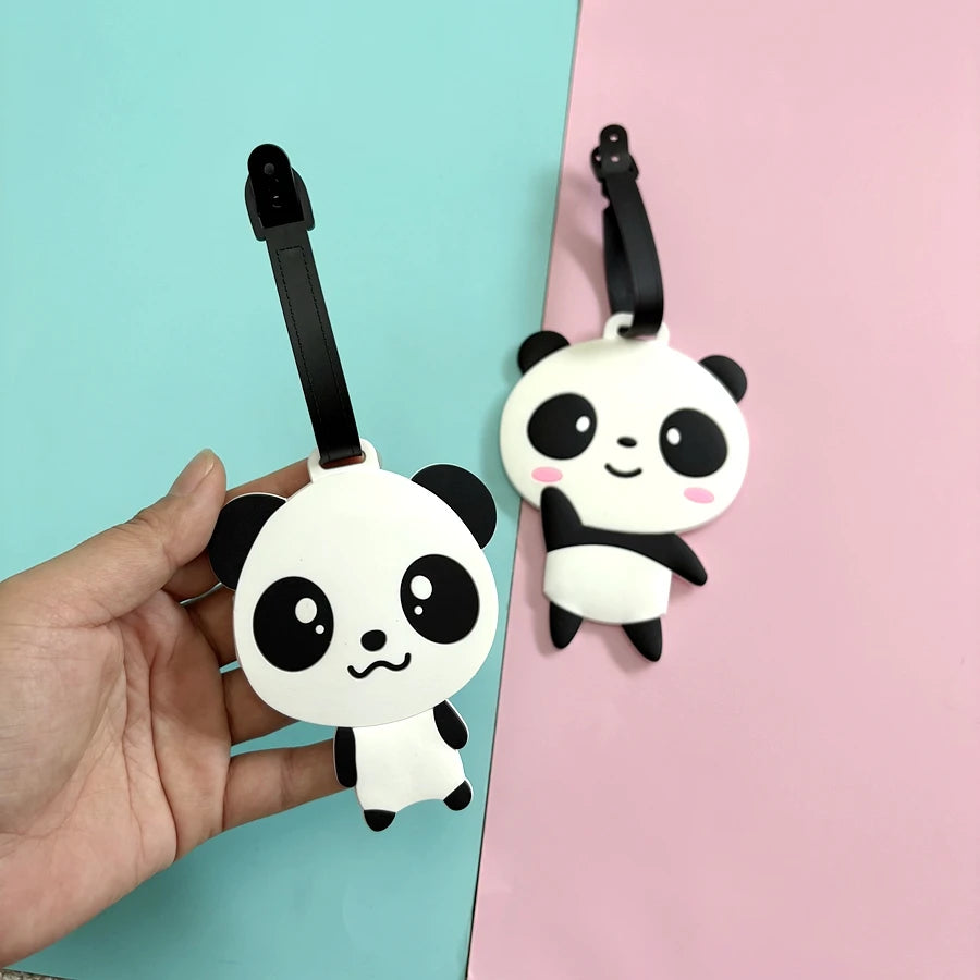 1pc/2pcs Cute Panda Luggage Tag Business Travel Airport Luggage Backpack Anti Loss ID Tag Pendant Work Name Sign