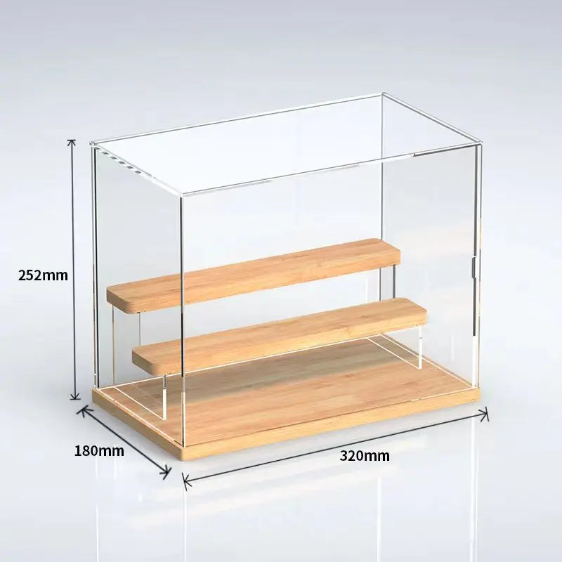 Solid Wood Step Figure Display Cabinet Transparent Acrylic Display Box For Toys, Car Models, Action Figures Storage And Display