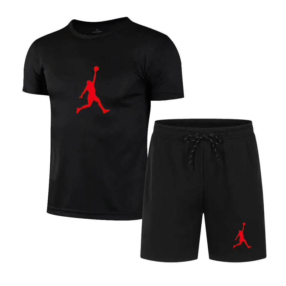 2026 Summer Fashion Printed Men's Shorts Set Two Piece Set, Men's Quick Drying Breathable Sports Set Short Sleeve T-shirt Set Me