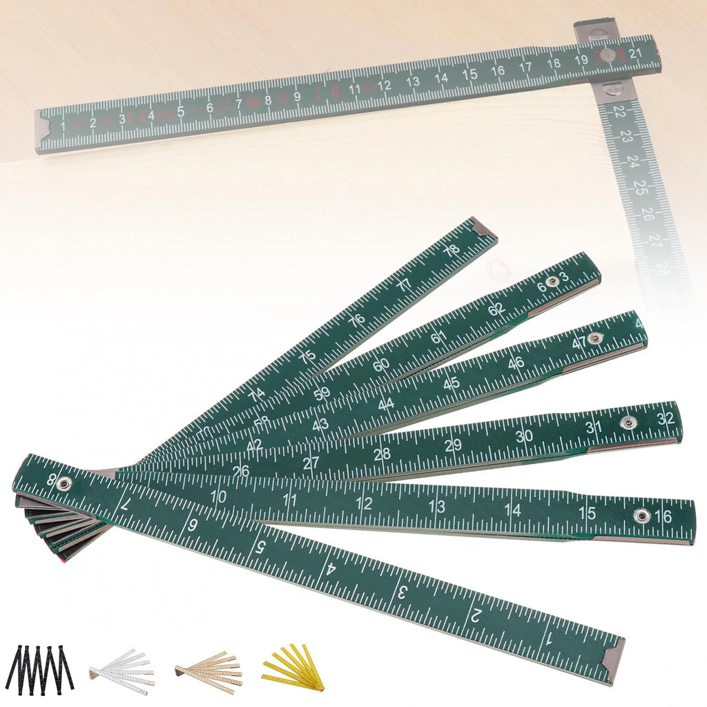 2M Metric & Imperial Scale Folding Wood Ruler Multifunctional Measuring Tools for Teaching / Drawing
