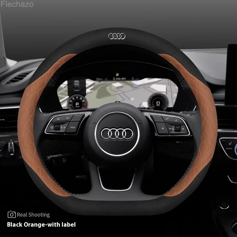 Car Steering Wheel Cover For Audi ABT A1 A2 A3 A4 A5 A6 A7 A8 Q2 Q3 Q4 Q5 Q7 Q8 TT RS3 RS4 RS5 RS6 RS7 S3 S4 S5 S6 S7 S8 S line