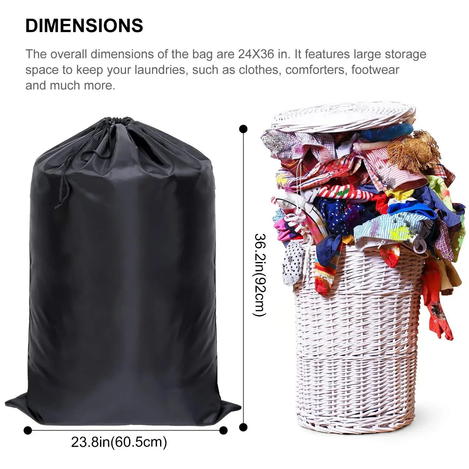 Black Oversized Polyester Waterproof Heavy-Duty Backpack Laundry Bag Camping Travel Clothing Storage Bag Men Women Duffle Bag