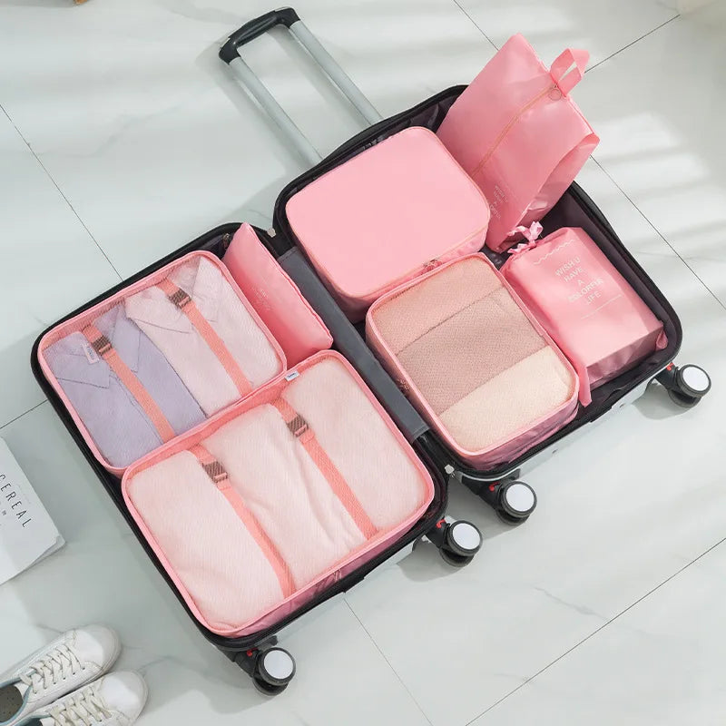 7-Piece Packing Cubes Set - Travel Luggage Organizer Bags for Clothes, Shoes & Blankets, Suitcase Storage Pouches