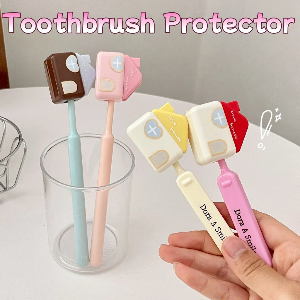 Cute House-Shaped Toothbrush Cover, Portable Dustproof Toothbrush Protector for Travel