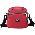Women's Red Nylon Crossbody Bag Waterproof Multi-Pocket Lightweight Adjustable Strap Casual Daily Use Handbag for Shopping