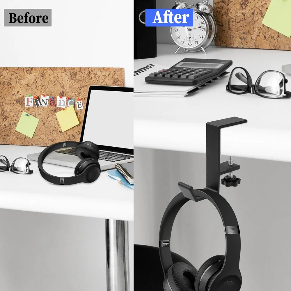 1pc Adjustable Desk Edge Hook Gaming Headset Desk Hanger Backpack Storage Hanging Hook Holder Punch-free Home Office Organizer