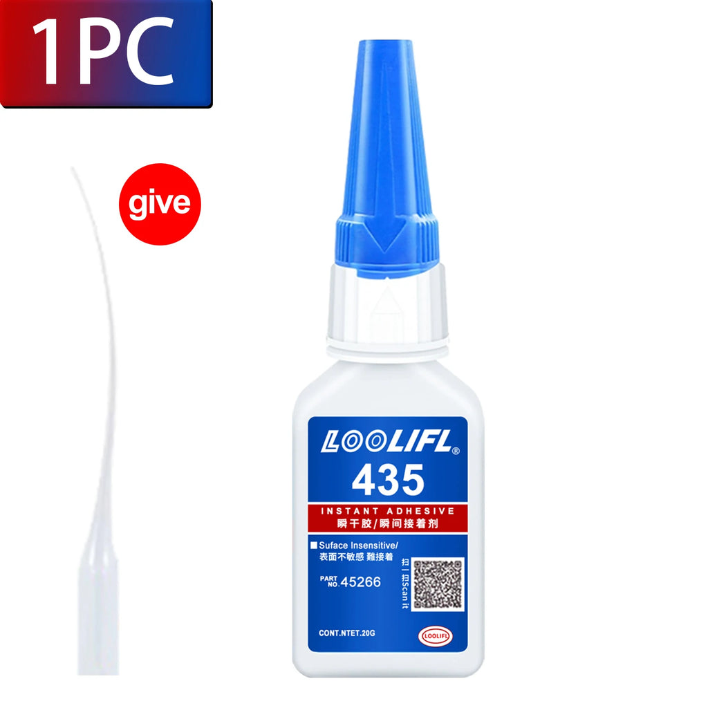 LOOLIFL 435 Multi-Purpose Super Glue Cyanoacrylate Adhesive Instant Fast Adhesive Rubber Wood Glass Stronger All Bonding Tool