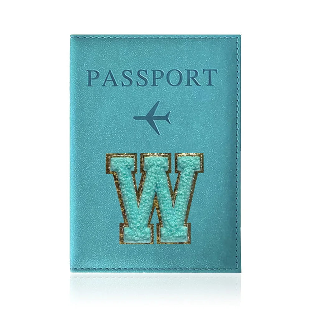 Passports Pouch Passport Protective Cover Green Letter Series Watertproof Passport Case Passports Holder PU ID Card Holders