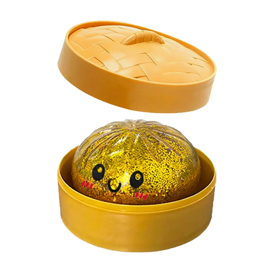 Colorful 6 Styles Glitter Dumpling Glitter Dumpling Squishy with Box Dumplings Sensory Squeeze Toy for Stress Relief Toys