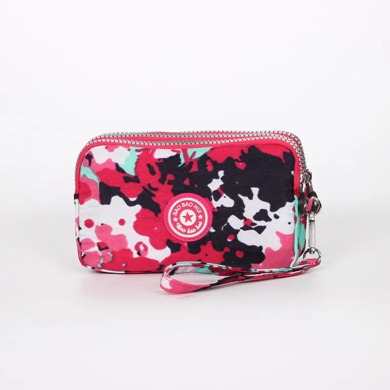 Stylish Jellyfish Print Triple Zipper Phone Bags, Compact Canvas Clutch Purse for Women’s Daily Essentials Casual Wallets Use