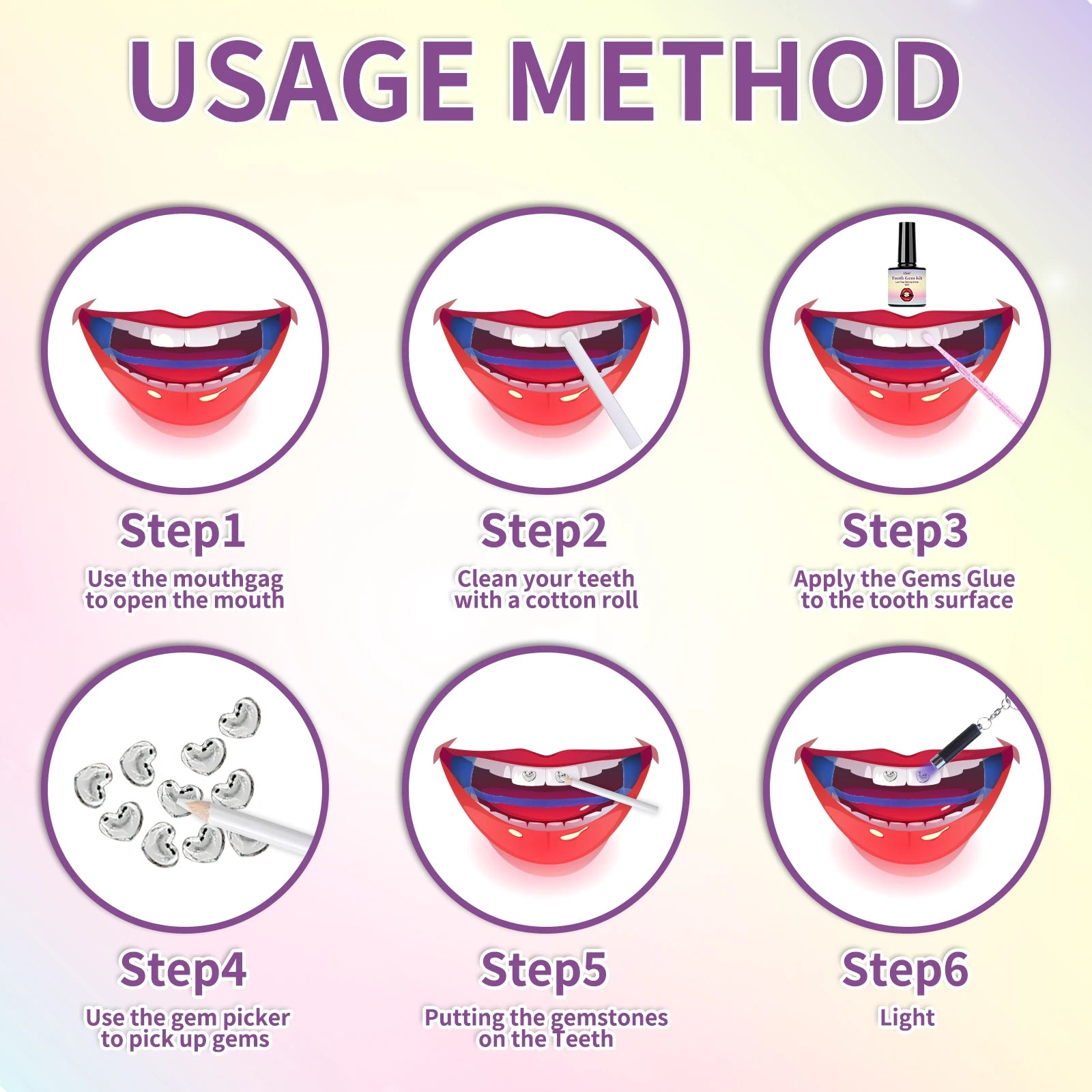 Sparkle Instantly! Professional Tooth Gem Kit - Safe & Easy DIY Dental Adhesive Glitter Gems for Home Use, Complete Beauty Smile