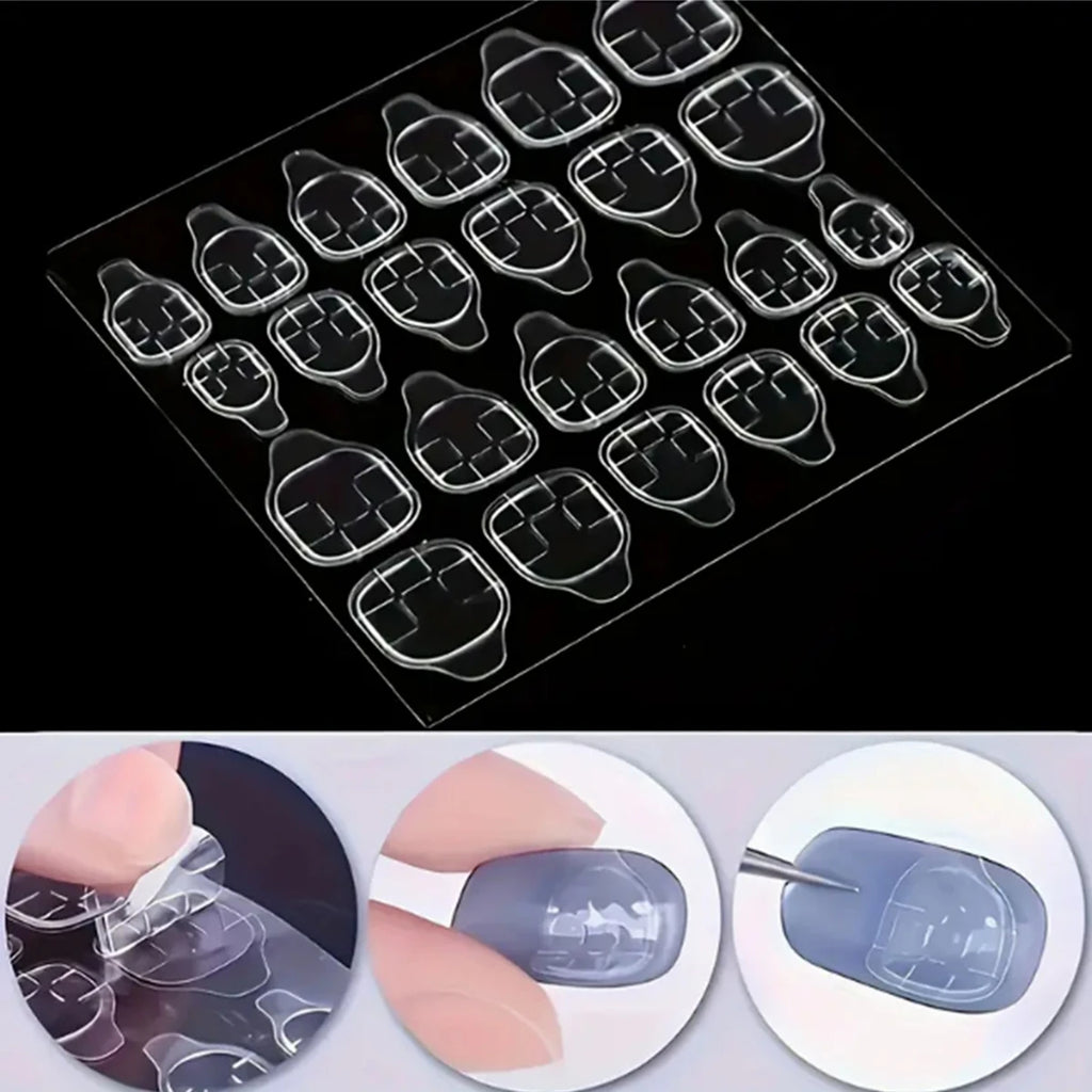 30 TO 160 Sheets Transparent Nail Adhesive Jelly Double-Sided Glue Stickers for Press On Nails & False Nails (24 Pills/Sheet)