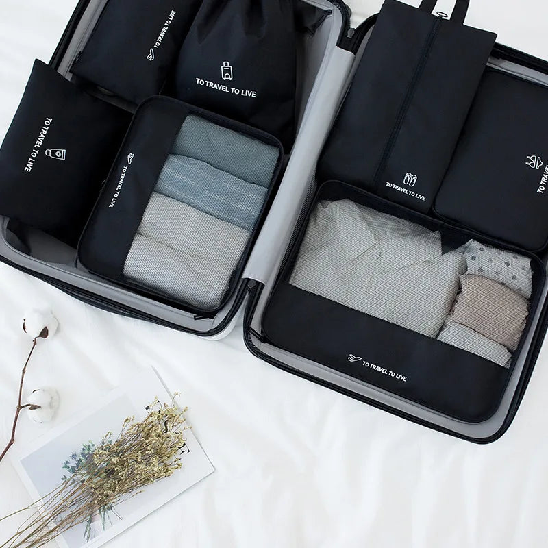 Travel Luggage Organizer Set with Mesh Window and Zipper Closure Lightweight Packing Cubes for Suitcase Storage Daily Use