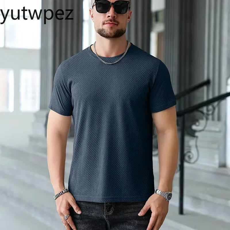 Outdoor Hiking Fitness Sports Running T-shirt Men Summer Ice Silk Thin Top Reflective Printing Quick Dry Breathable T-shirt 6XL