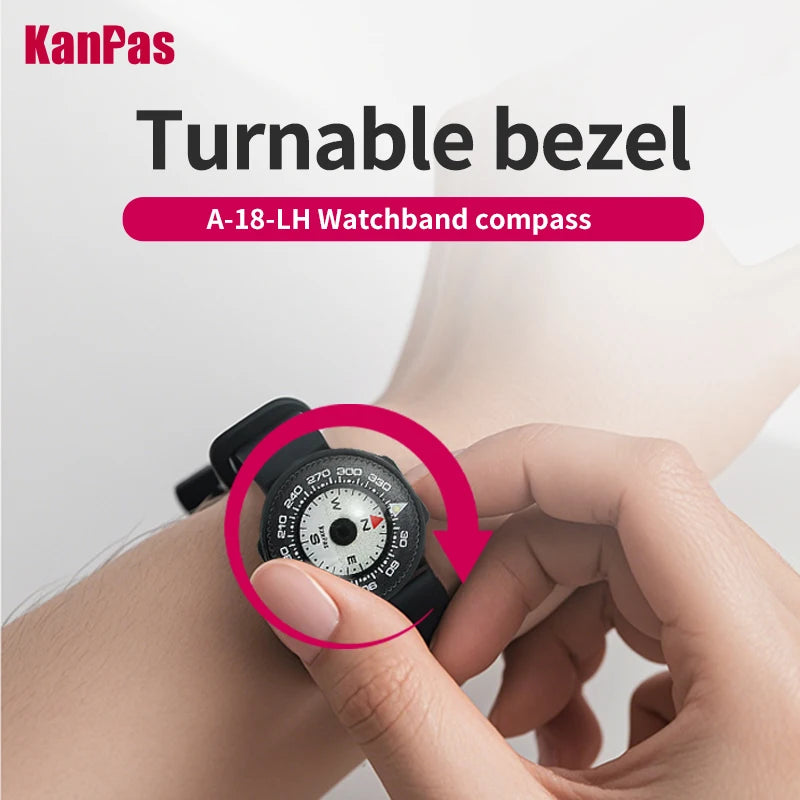 KanPas Mini Button Map Compass with Turnable Bezel/Watchband Compass /Powerful Luminous Compass A-18-LH