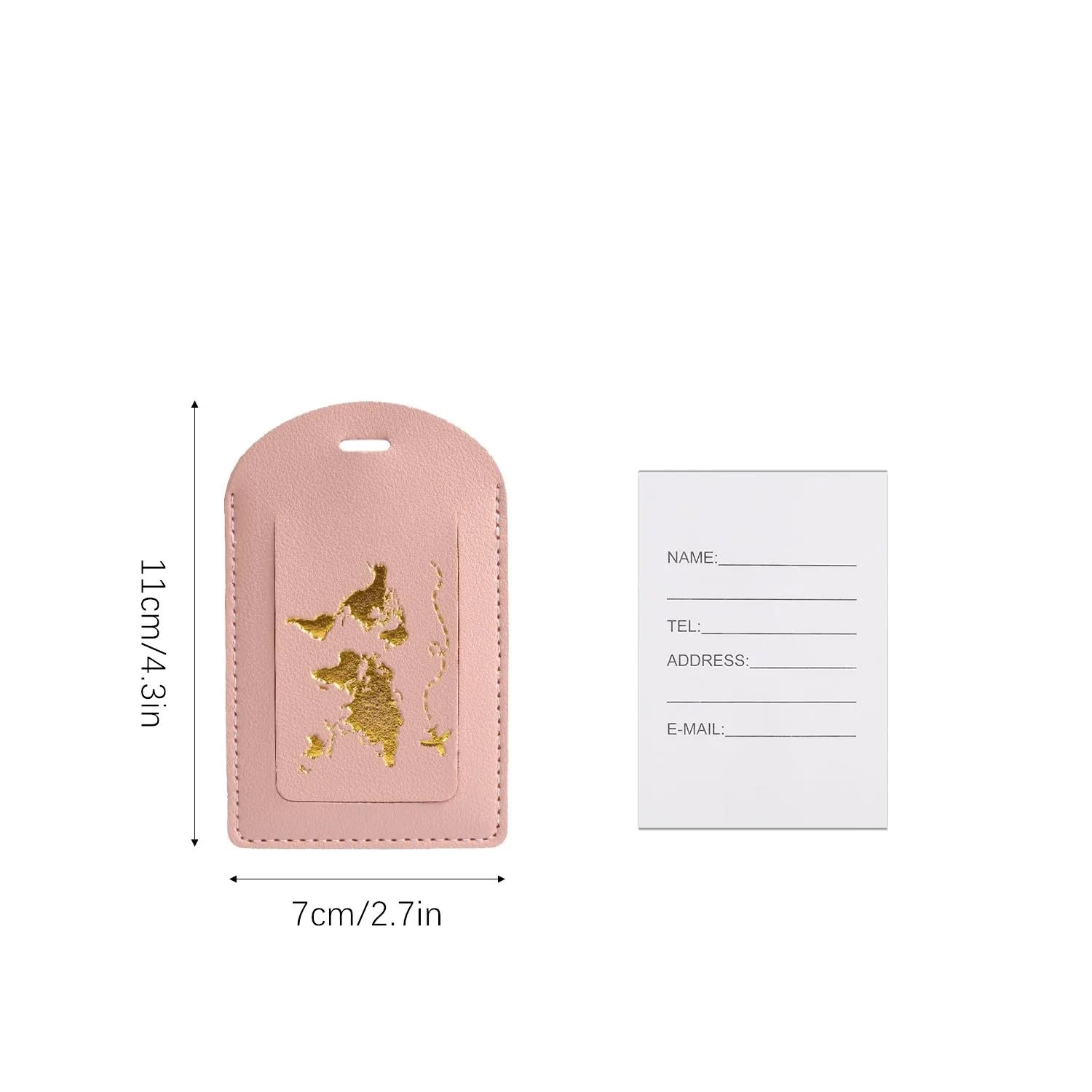2pcs Leather Luggage Tag, Baggage Address Tags with Adjustable Strap Luggage Labels Privacy Protection Suitcase Tags