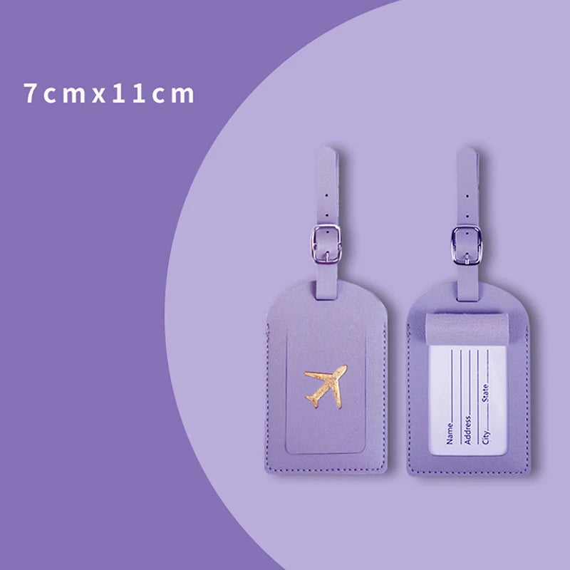 1pcs PU Leather Luggage Tag Name ID Labels Travel Suitcase Identifier Label Boarding Bag Tag Travel Accessories