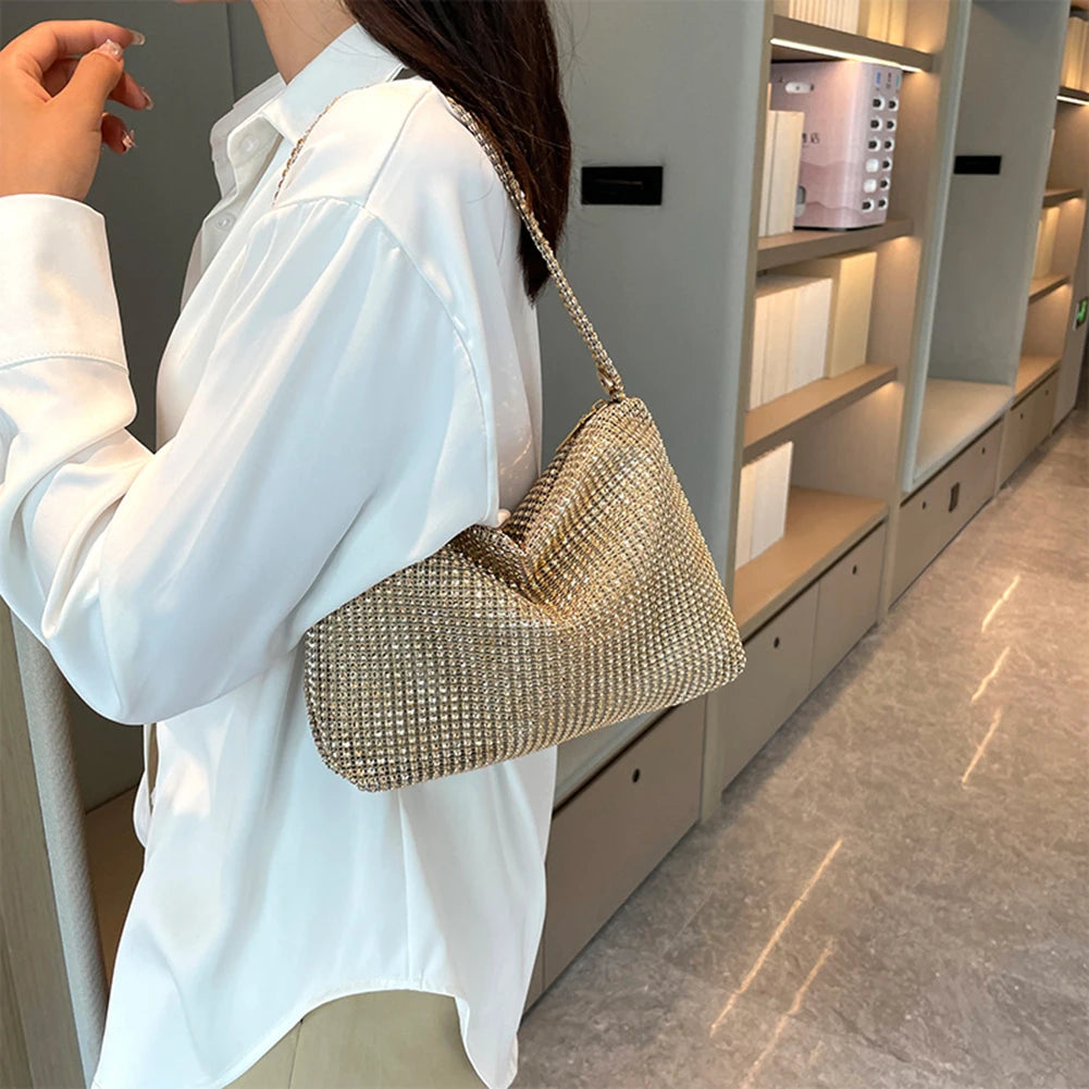 NEW Evening Clutch Bag for Women Glitter Elegant Top Handle Bags Ladies Party Wedding Bag Shiny Rhinestone Handbag Purses New