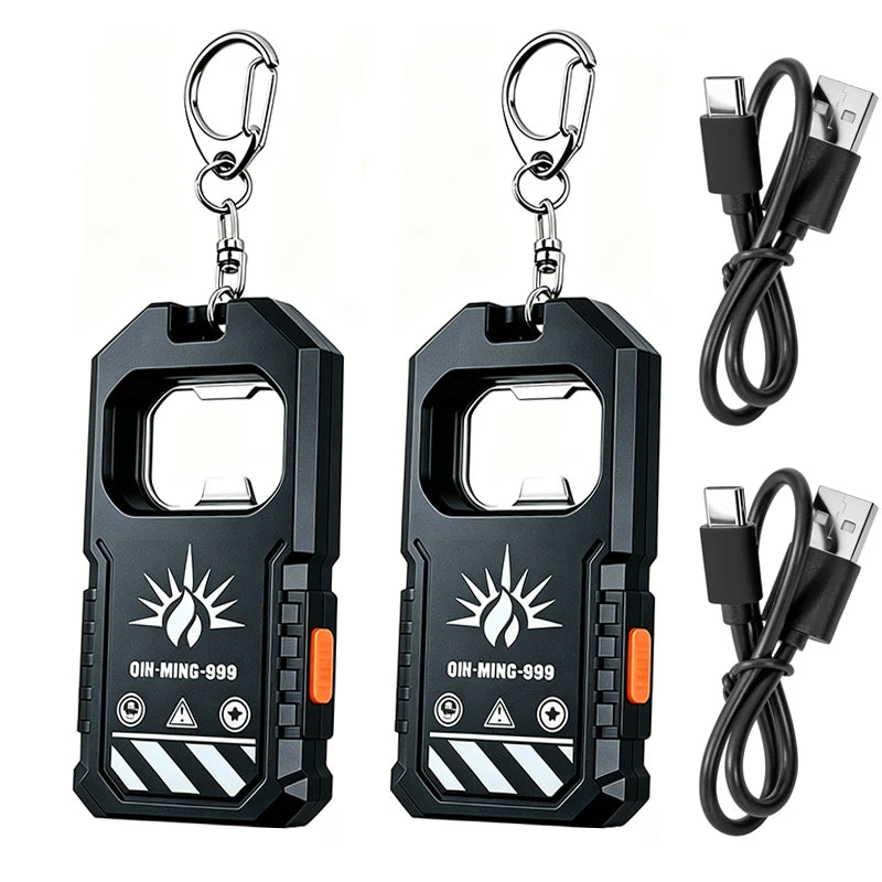 COB Keychain Light LED Flashlight USB-C Rechargeable Mini Handheld Flashlight Work Light with Bottle Opener for Outdoor Camping