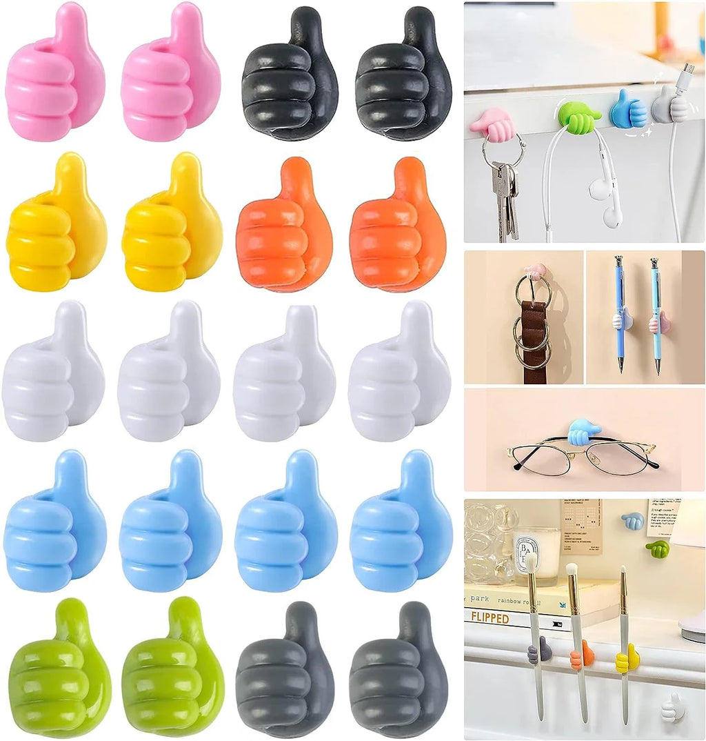 Multifunctional Silicone Thumb Hook Wire Organizer Hand Desk Dormitory Non-perforated Charging Line Fixed Receive Adhesive Hooks