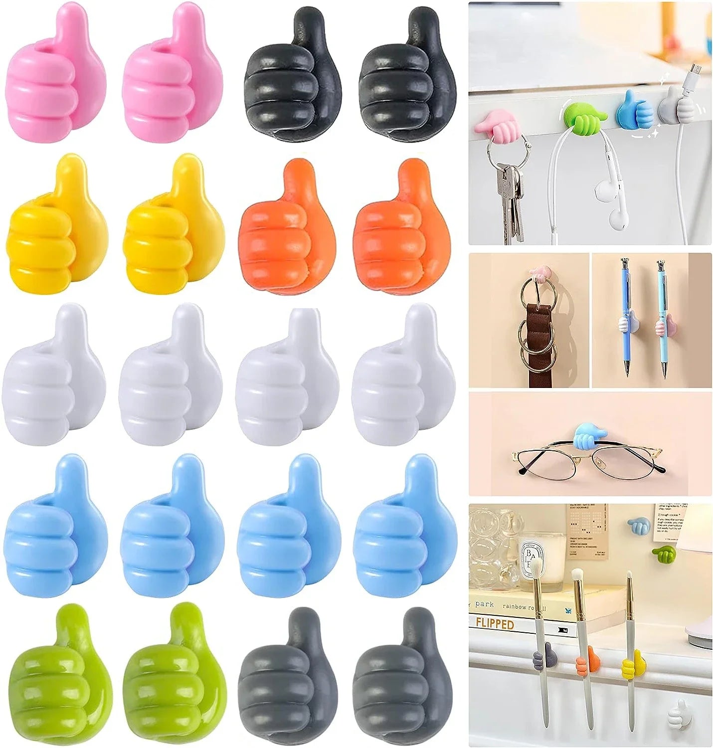 Multifunctional Silicone Thumb Hook Wire Organizer Hand Desk Dormitory Non-perforated Charging Line Fixed Receive Adhesive Hooks