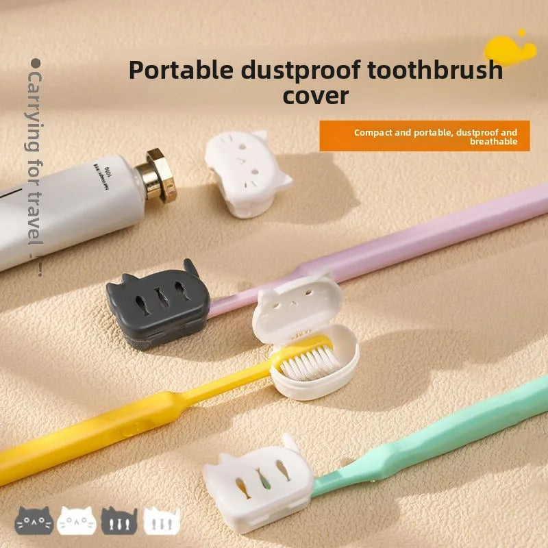 4-pack cat-shaped toothbrush protective covers, toothbrush storage caps, travel brush head sleeves, toothbrush protective lids,