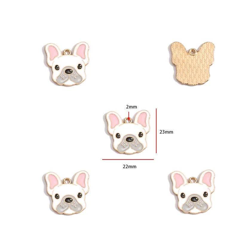 12pcs Alloy Drip Oil Cute Pet Dog Jewelry DIY Pendant Earrings Necklace Accessories Keychain Pendant Handmade
