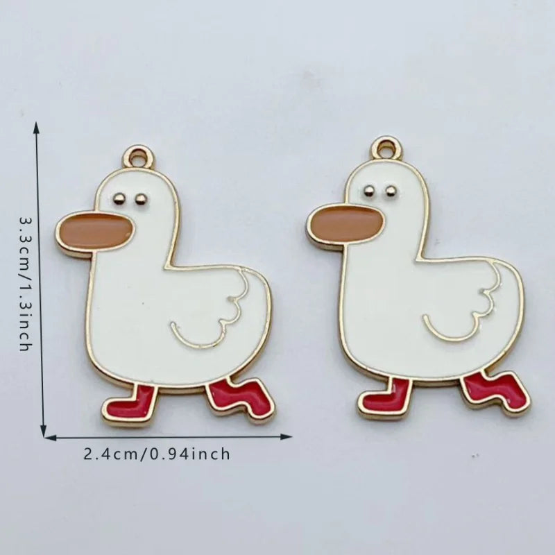10pcs Cartoon Duck Charm Jewelry Accessories Diy Making Enamel Necklace Earring Pendant Keychain Charms Alloy Metal