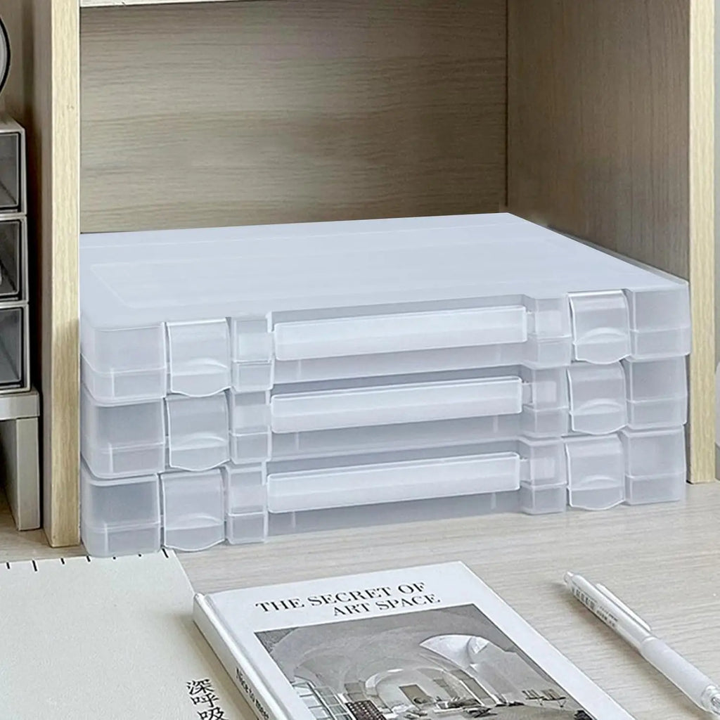 Portable Project Box with Handle – Transparent File Storage Container (8.5 x 11 Inches / A4 Size) – Scrapbooking Organizer
