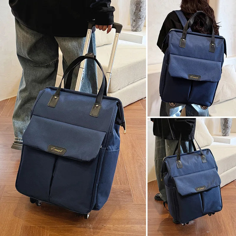 Large Capacity Double Shoulder Travel Bag Handheld Boarding Box Short Trip Luggage Bag Wheel Universal Pull Rod Bag