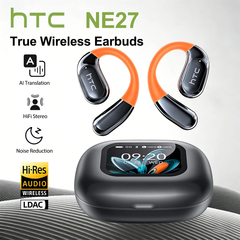 Bluetooth Earphone HTC NE27 AI Translator Wireless Earbud Open Ear High Quality Earphone HD Call HiFi Sound Sport Headset