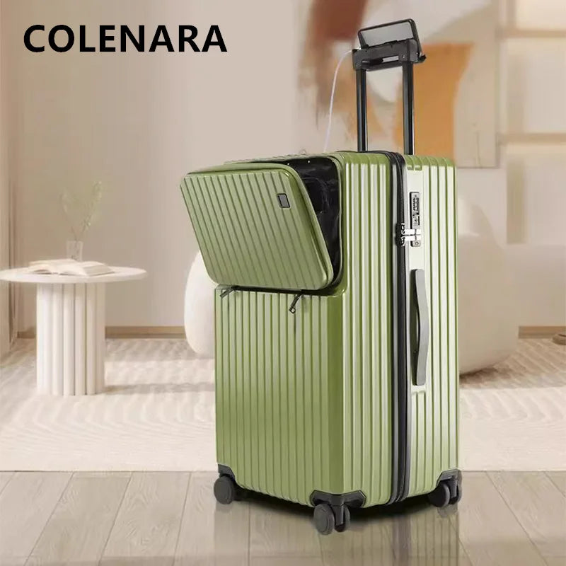 COLENARA High Quality Suitcase ABS+PC Boarding Box Large Capacity Trolley Case 20"24"26"28"30 Inch Front Opening Laptop Luggage
