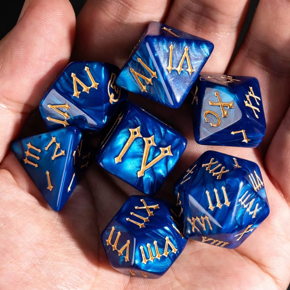 New Roman Font D&D Dices 16mm Pearl Texture D4 D6 D8 D10 D% D12 D20 Polyhedral Dice Set for Tabletop Role Playing Board Games