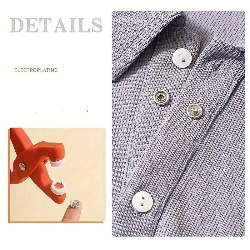 100Pcs Colorful Metal Sewing Buttons Solid Plier Tool Set Prong Press Studs Snap Fasteners for Installing Clothes Bags