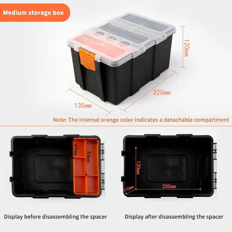 Multi Compartment Plastic Toolbox with 20 Grids Portable Storage Organizer for Tools Garage Repairs Home