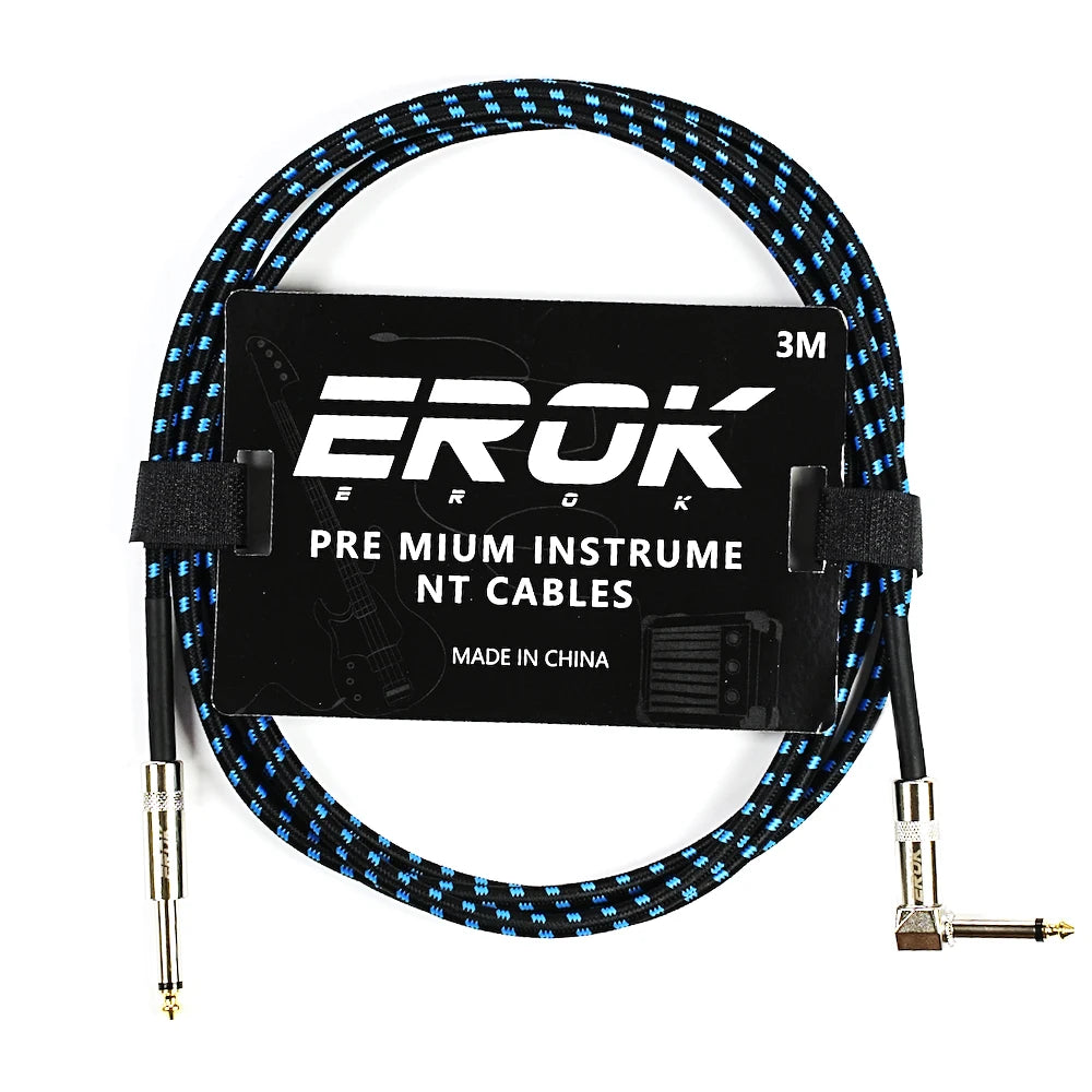 EROK 1.5/3/6/10M Guitar Audio Cables Anti-Noise Line 6.35mm Male to Male Colorful Braided Line Pedal Guitar Bass Universal Cable