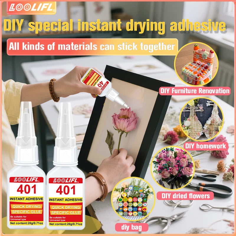 20ml 401 Super Glue for DIY Art Craft Jewelry Handmade Projects Instant Strong Adhesive Quick Dry Multi-Purpose