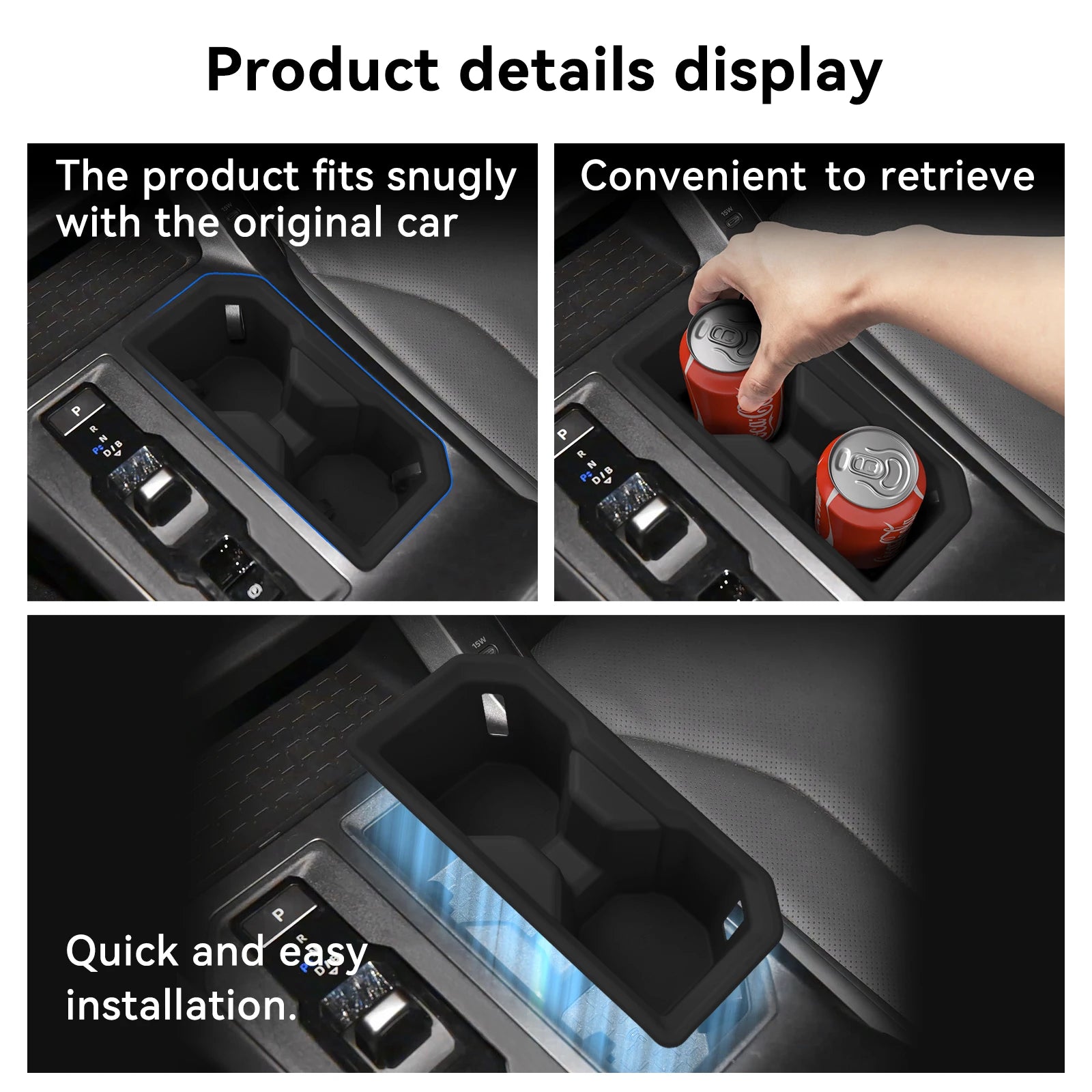 for Toyota RAV4 Wildlander 2026 Central Console Water Cup Holder Storage Box Shock-Absorbing Silicone Tidying Accessories Black