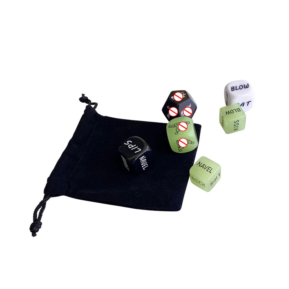 Glow in Dark Sexy Dice Set - 6Pcs Adult Couple Game for Romantic Nights, Foreplay Position Dice, Fun Love Toys for Couples Party