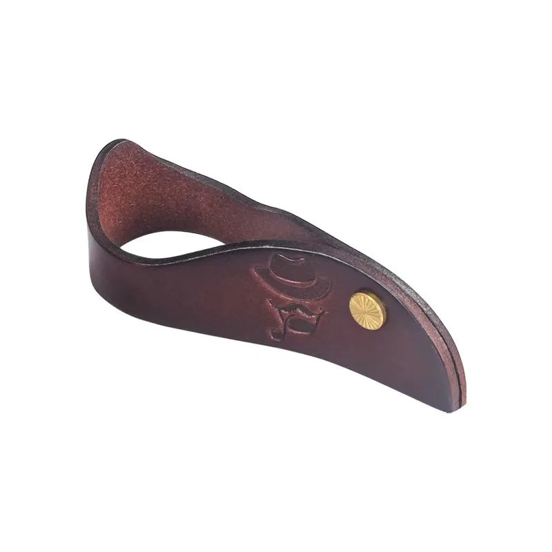 Genuine Leather Pipe Stand Holder - Retro Embossed Tobacco Pipe Rest with Brass Button for Smoking Pipe (Brown/Black)