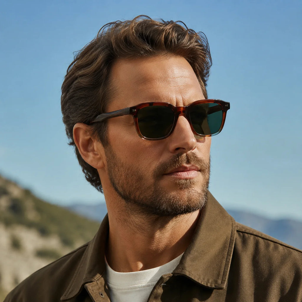 Square Frame Full Rim Sunglasses Men Vintage Street Style UV400 Protection Trendy Designer Eyewear Retro Fashion Sun Glasses