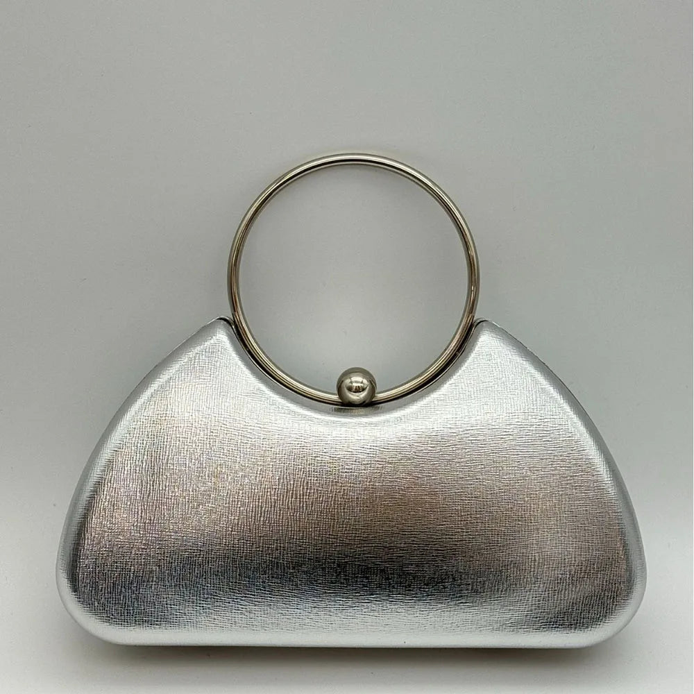 Women's Luxury Evening Clutch Bag Box Purse Metal Handle Chain Strap Party Wedding Handbag for Formal Occasions