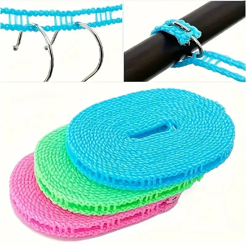 Portable Non Perforated Outdoor Travel Clothesline Nylon Clothesline Anti Slip and Windproof Clothesline Camping Accessories