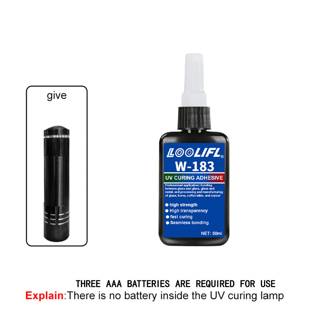 LOOLIFL, 183 high transparency UV resin adhesive, touchable adhesive, DIY、 Model, nail art, with accelerated curing lamp