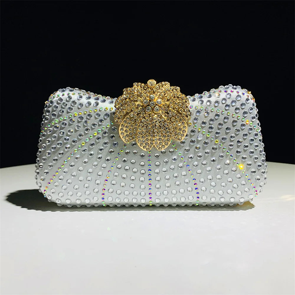 Shiny Rhinestone Evening Dress Wallet Crystal Diamond Women's Handbag Fashion Banquet Wedding Chain Shoulder Money Bag