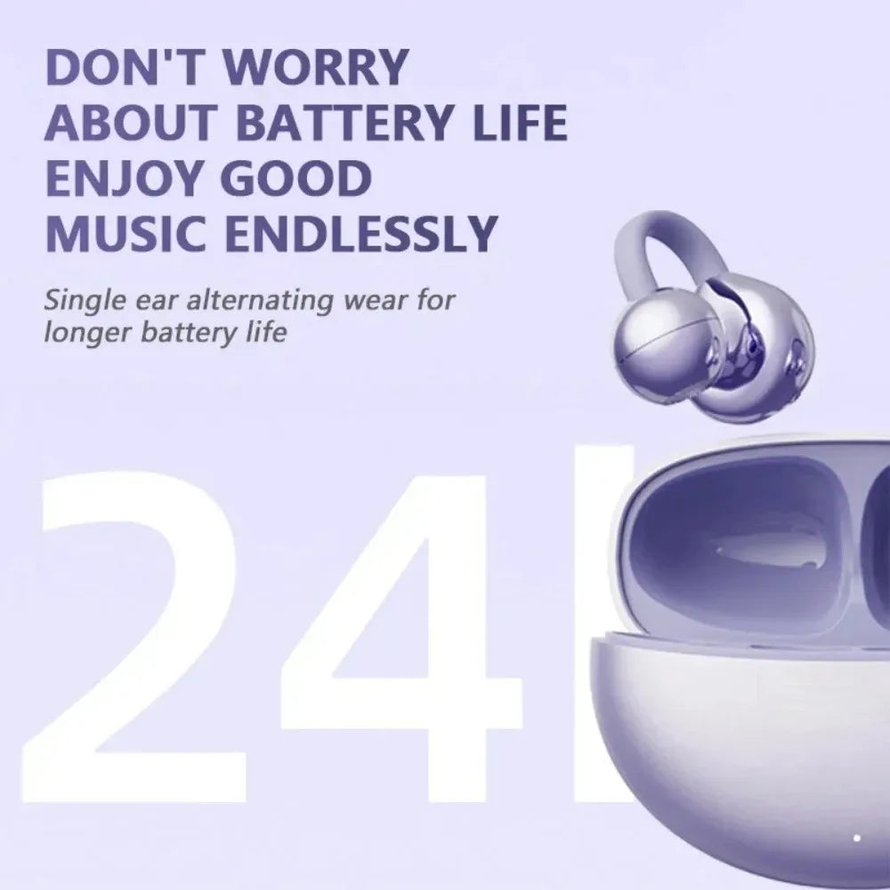 1 or 2 PCS Ear Clip Headphones Wireless Bluetooth Stereo Headset On For Android iOS Smart iPhone Xiaomi Mi Universal Headset