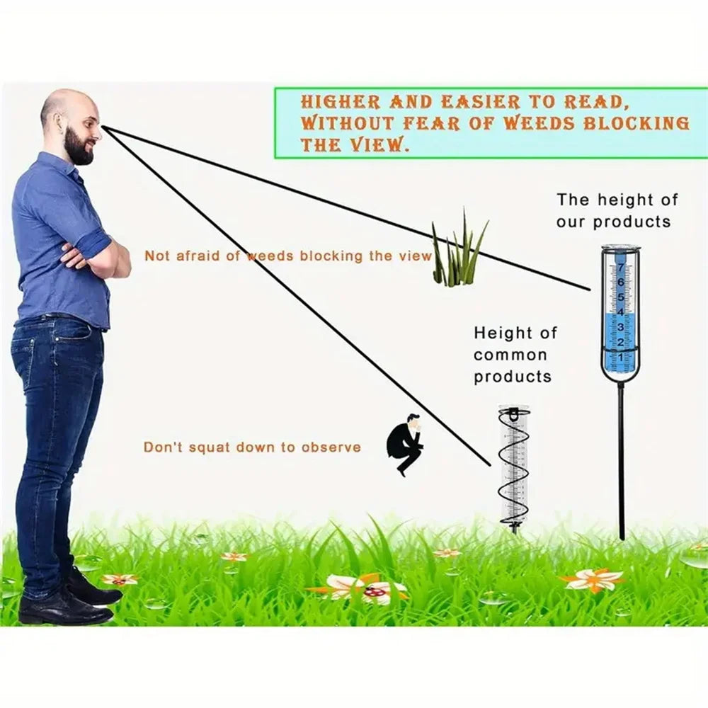 Outdoor Garden Rain Gauge Freeze Proof rain Gauge Outdoor Best Rated For Garden Deck Lawn with Large Numbers Adjustable Height