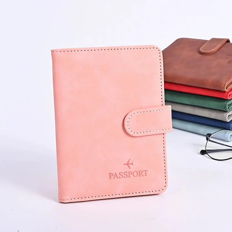 Leather Passport Holder Covers Case Waterproof Travel Credit Card Wallet Cute Passport Book for Women/Men Buckle Passport Cover