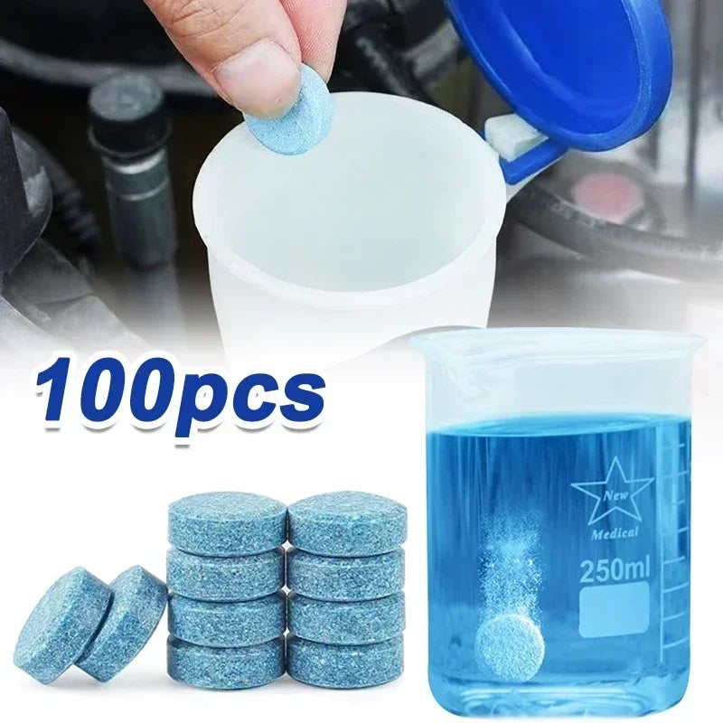 100/2pc Solid Cleaner Car Windshield Washer Fluid Concentrated Effervescen Tablets for Car Room Kitchen Window Glass Cleaning